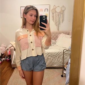 Long sleeve color block top